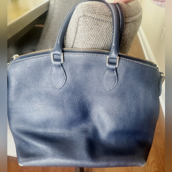 Dooney & Bourke Dillen Double Pocket Satchel in navy blue - Picture 4 of 7
